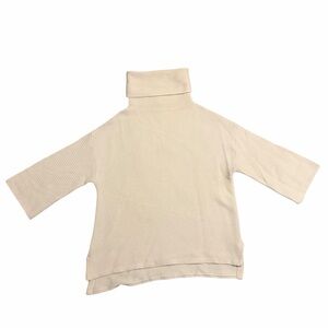 Halogen Cashmere Wool Sweater Knit Turtleneck Ivory Cream S/M